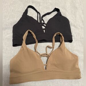 Athleta solace keyhole bras black and tan M